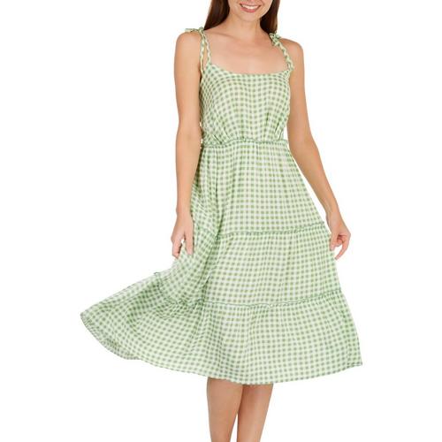 As U Wish Juniors Checkered Tiered Sleeveless Dress