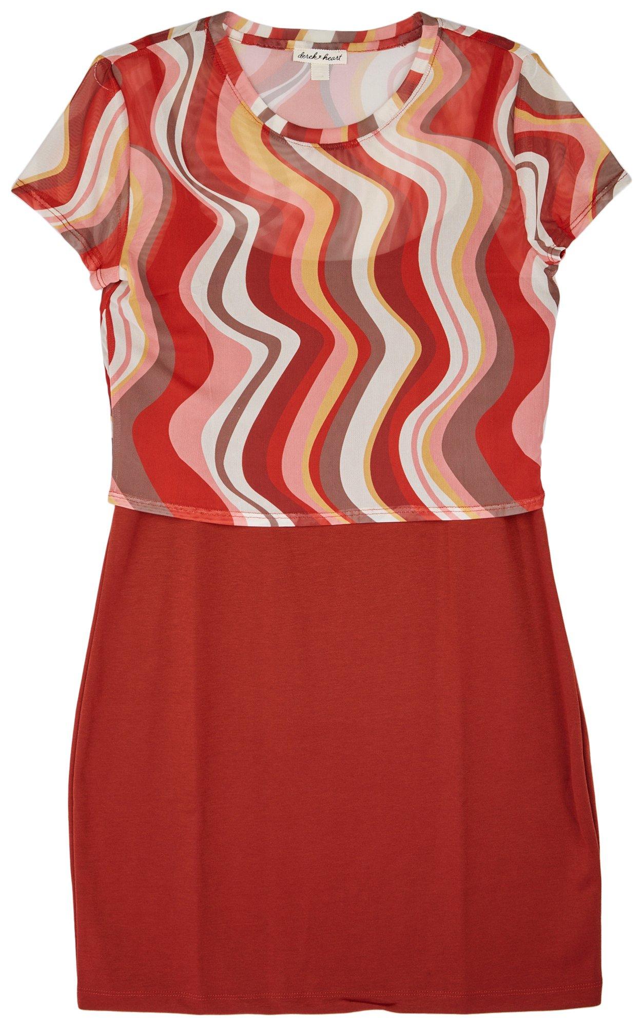Juniors 2pc Swirl Short Sleeve Dress