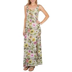 Derek Heart Juniors Tropical Floral Puffed Sleeve Maxi Dress