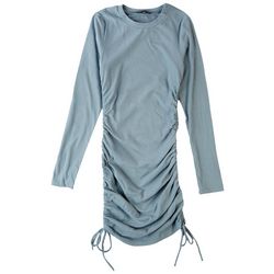Love Tree Juniors Ribbed Ruched Long Sleeve Dress