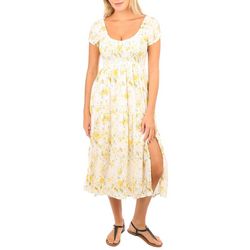 Juniors Sunflower Short Puffy Sleeve Maxi Dress