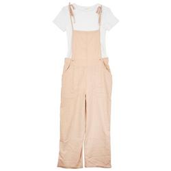 Juniors 2 Pc Tee and Overalls Set