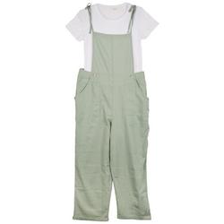 Juniors 2 Pc Tee and Overalls Set