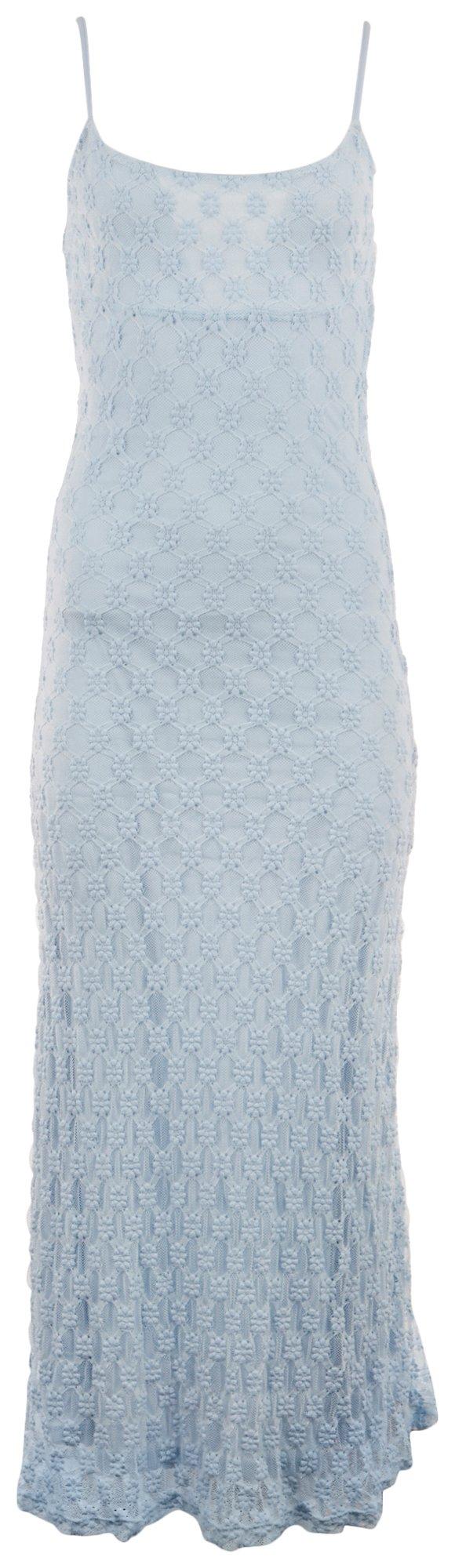 Juniors Maxi Crochet Slip Solid Dress