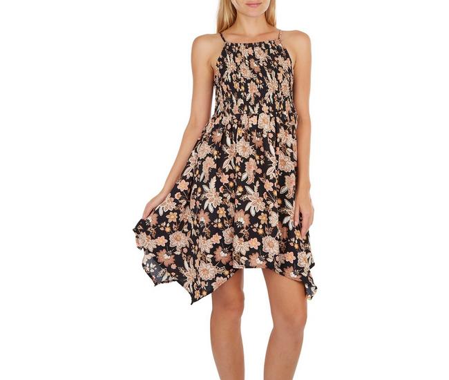 Derek Heart Junior' Twin Print Dress with Puff Sleeves and Front