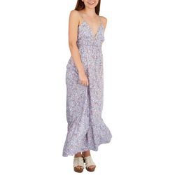 No Comment Juniors Floral Tiered Sleeveless Maxi Dress