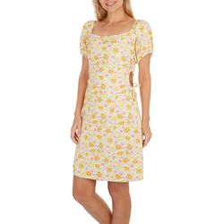 Juniors Tropical Flower Short Sleeve Dress