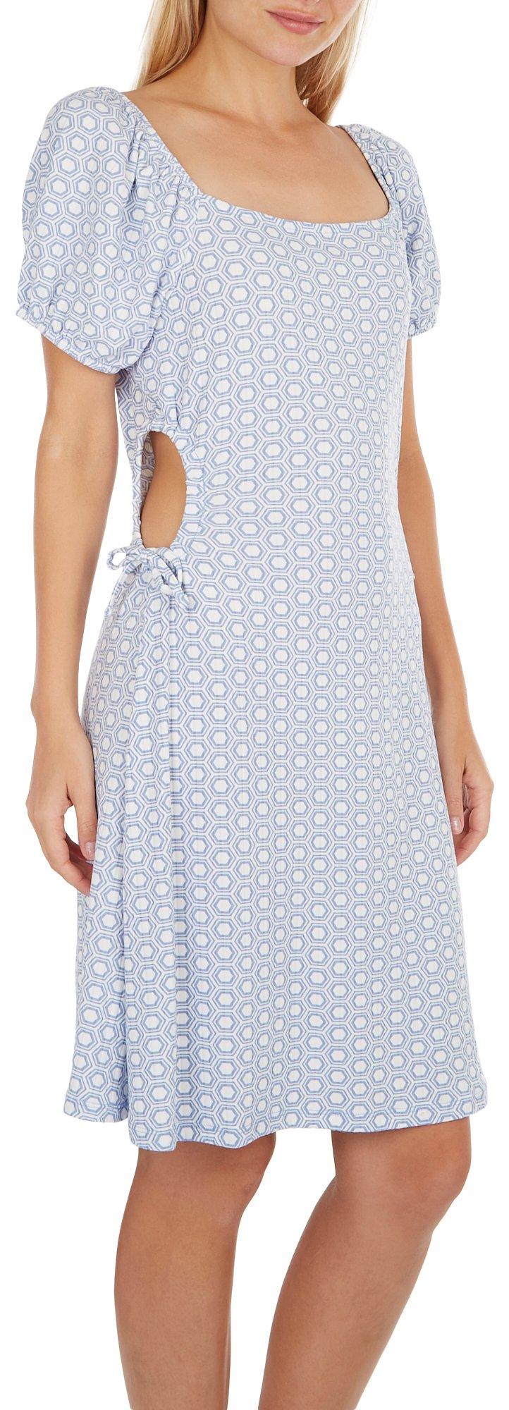 Juniors Honeycomb Short Sleeve Dress