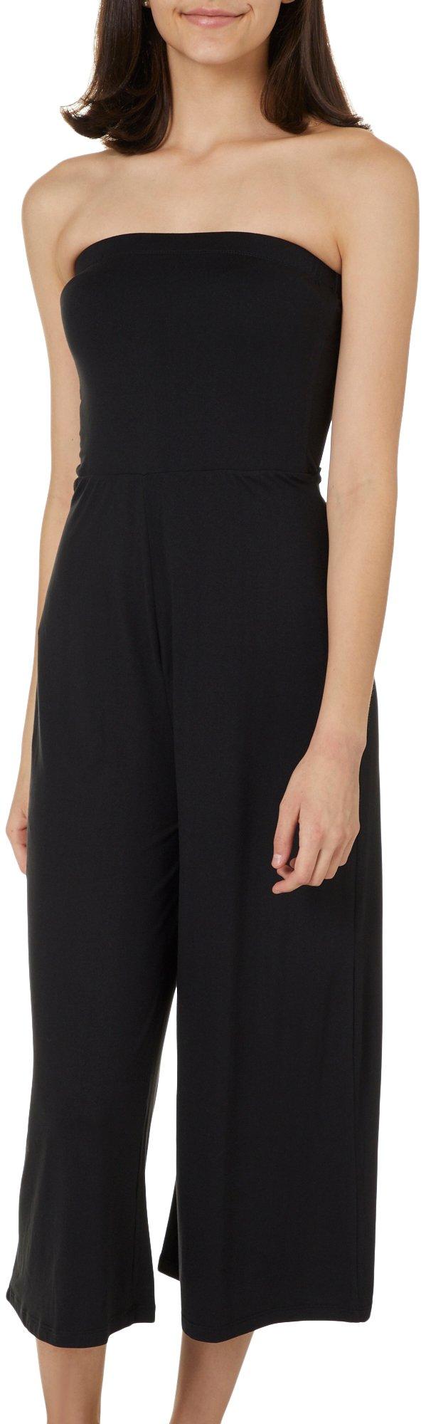 Almost Famous Juniors Leopard Print Strapless Jumpsuit Small Brown//Black