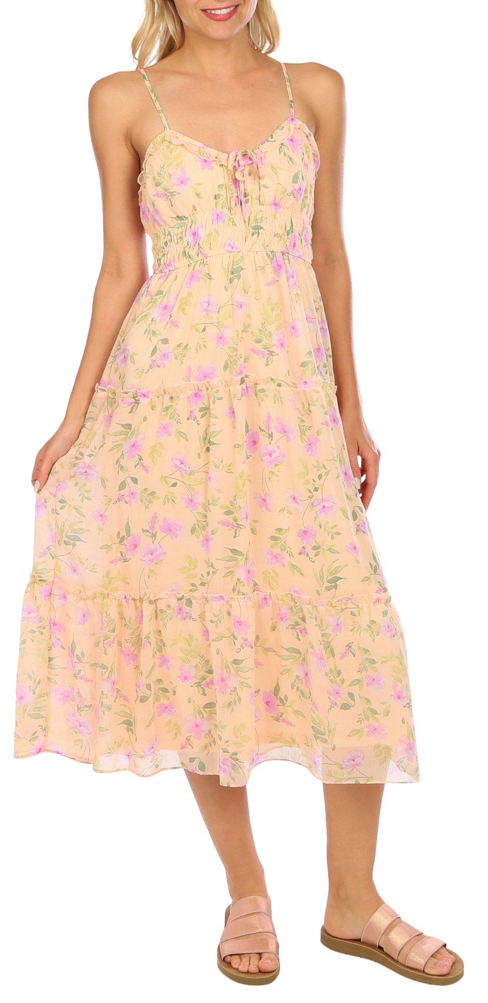Juniors Floral Tiered Mini Dress