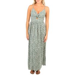 Juniors Cactus Printed Twist Front Tiered Maxi Dress