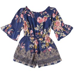 Angie Juniors Floral 3/4 Sleeve Romper