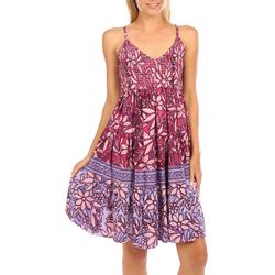 Angie Juniors Sleeveless Pleated Floral Dress