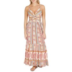 Angie Juniors Printed Twist Front Tiered Maxi Dress