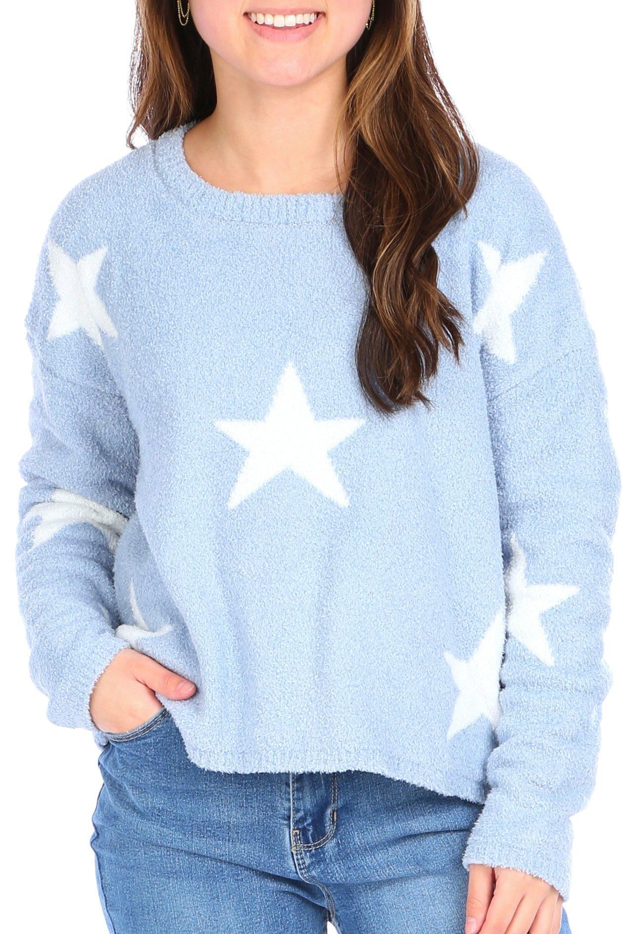 Juniors Fuzzy Stars Sweater