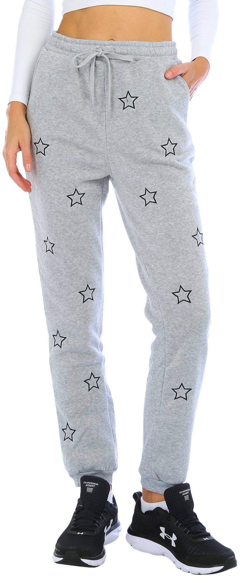 Juniors Star Embroidered Fleece Jogger Pants