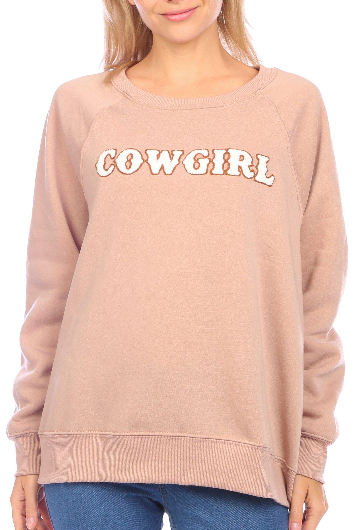 Juniors Cowgirl Crew Neck Long Sleeve Sweatshirt