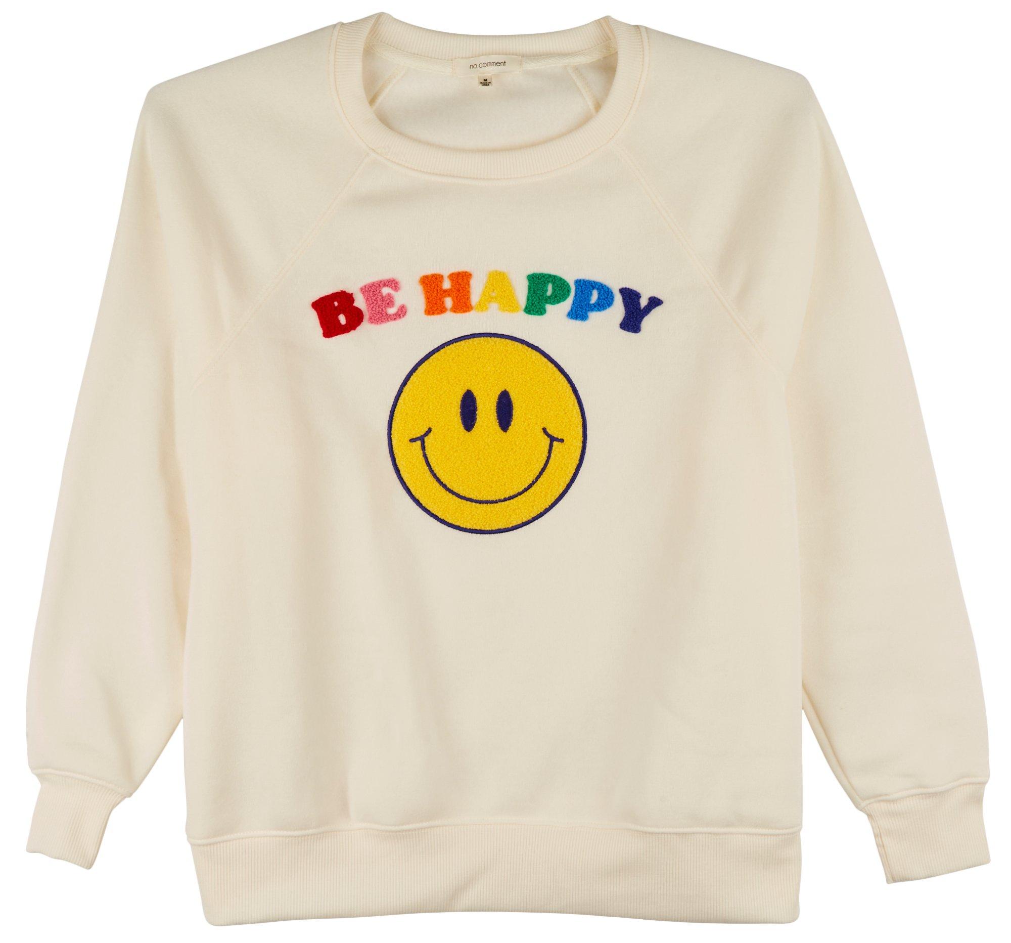No Comment Juniors Be Happy Patch Long Sleeve