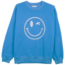 No Comment Juniors Winking Smiley Long Sleeve Sweatshirt