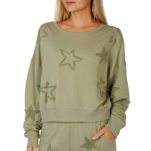 Juniors Star Tufted Long Sleeve Lounge Pull Over