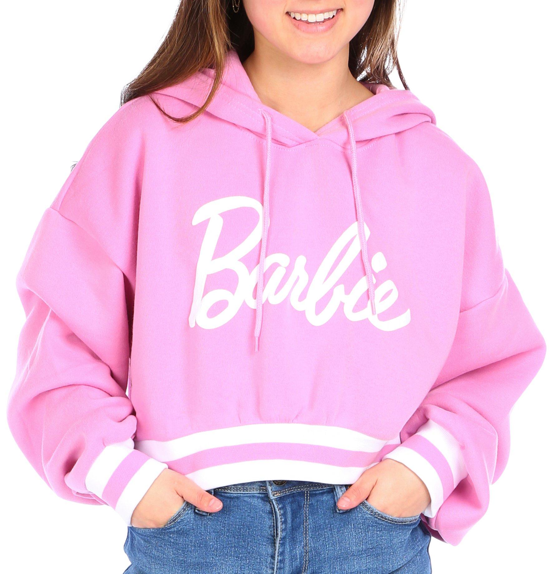 Juniors Barbie Long Sleeve Crop Hoodie