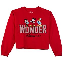 Disney Juniors Embroidered Disney 100 Long Sleeve Sweater