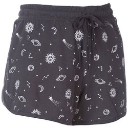 Messy Buns, Lazy Days Juniors Space Screen Printed Shorts