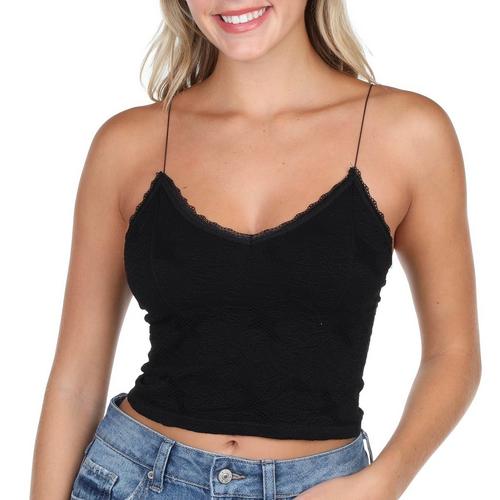 Poof Juniors Solid Jacquard Lace Cami