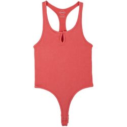 One Step Up Juniors Solid Notch Seamless Ribbed Bodysuit