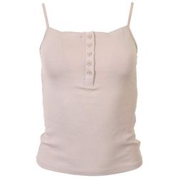 Love Tree Solid Ribbed Button Tank Top