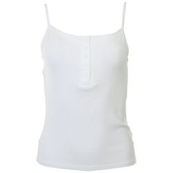 Love Tree Solid Ribbed Button Tank Top