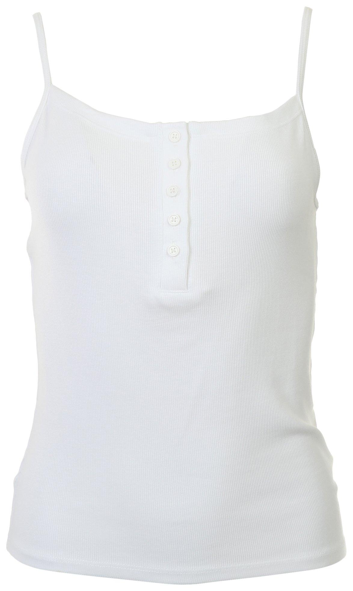 Solid Ribbed Button Tank Top