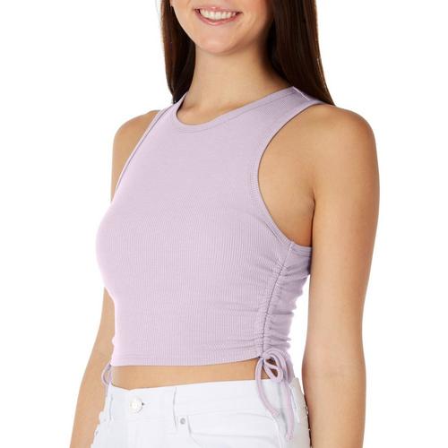 Bozzolo Juniors Solid Side Ruched Ribbed Cropped Tank