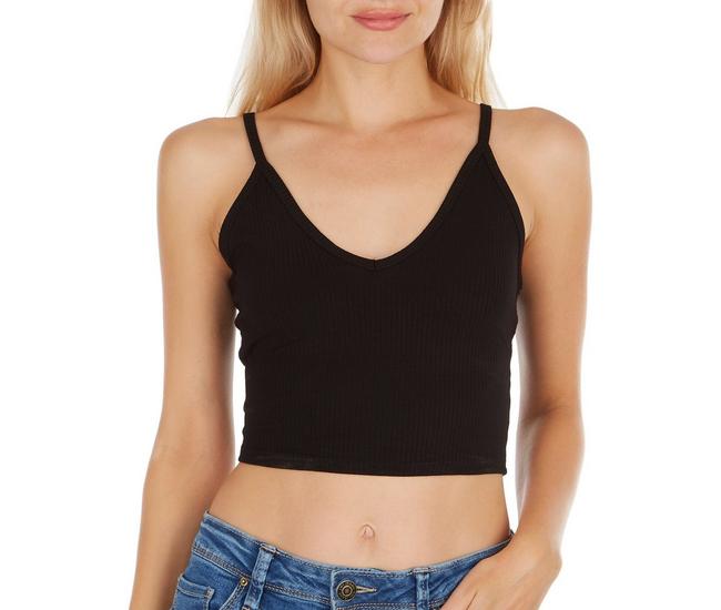 BOZZOLO Juniors Soft Ribbed V-Neck Cropped Top
