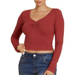 Bozzolo Juniors SEamless Notch Cropped Long Sleeve Top