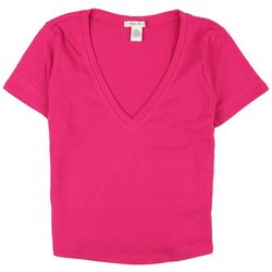 BOZZOLO Juniors Solid V-Neck Crew Cropped Top