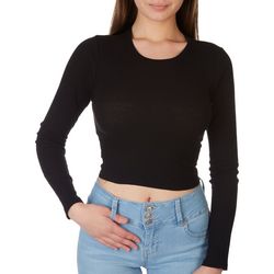 Bozzolo Juniors Solid Ribbed Long Sleeve Crop Tee