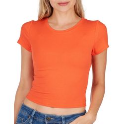 BOZZOLO Juniors Solid Soft Ribbed Short Sleeve Crop Top