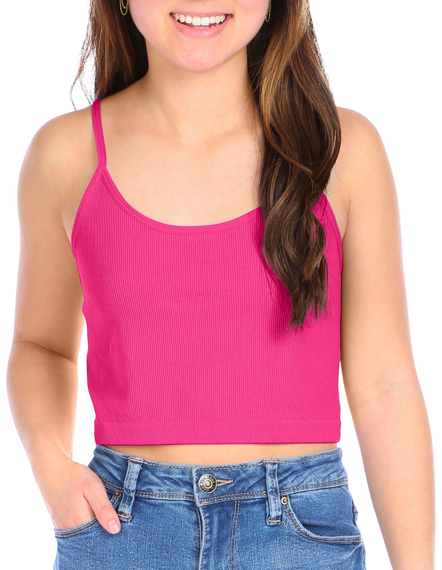 Juniors Ribbed Scoop Neck Cropped Tank