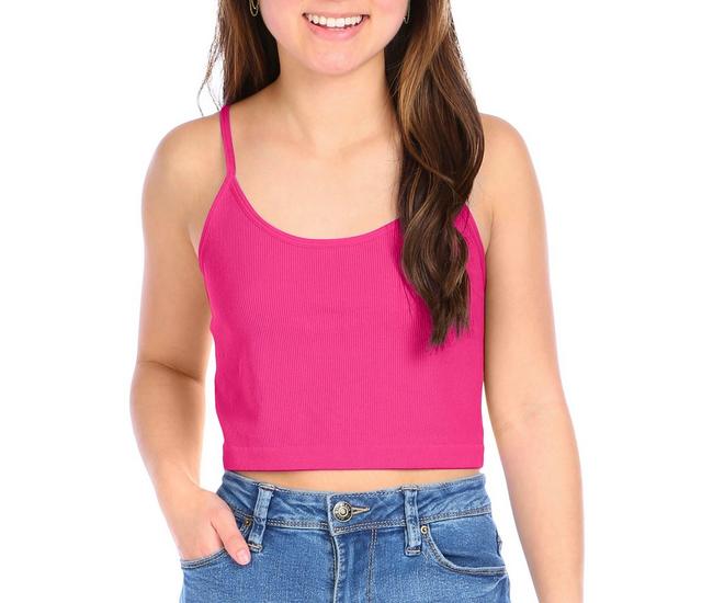 Bozzolo Juniors Ribbed Scoop Neck Cropped Tank