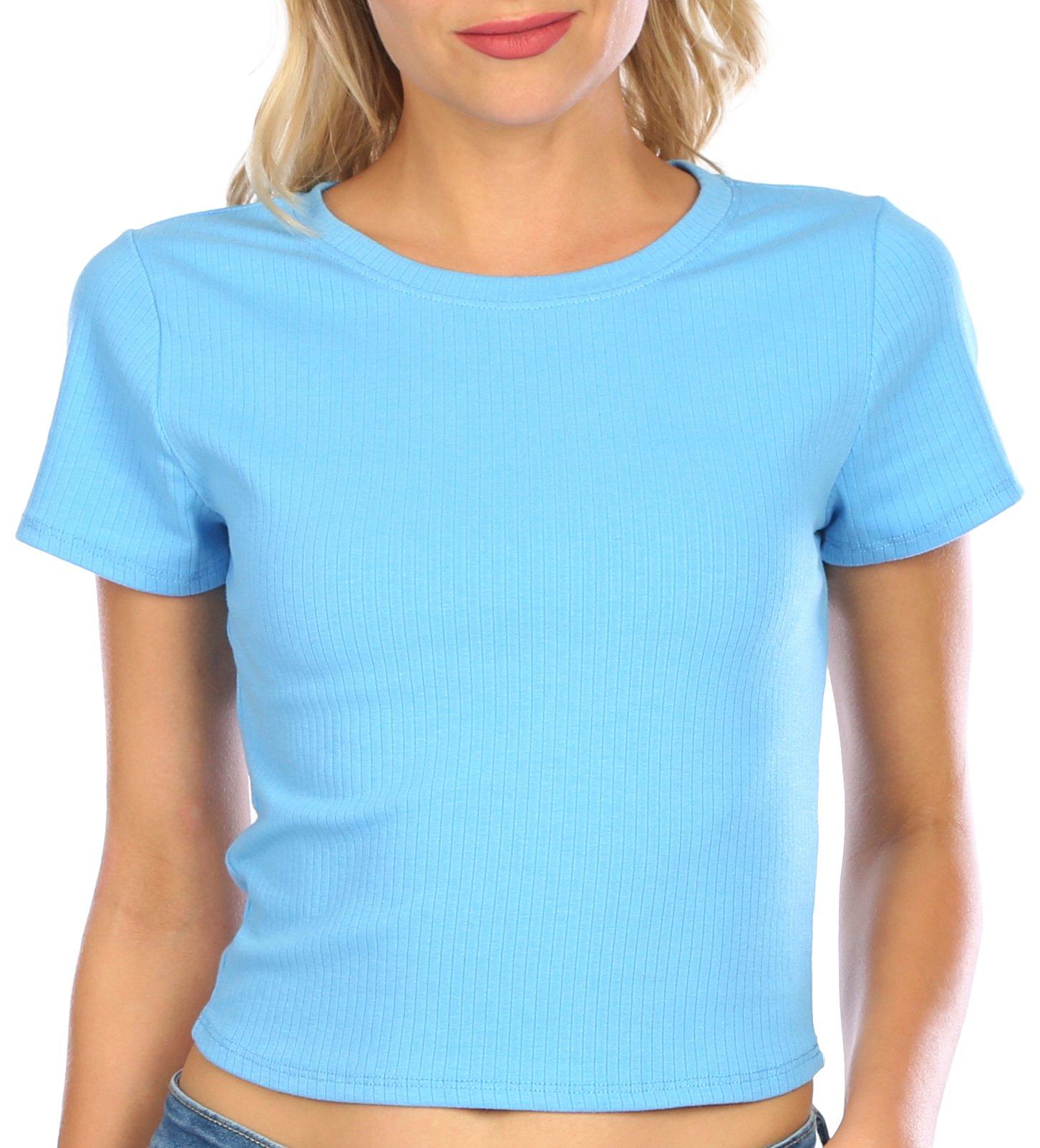 BOZZOLO Juniors Soft Ribbed Crew Neck Cropped Top