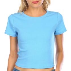 Juniors Soft Ribbed Crew Neck Cropped Top