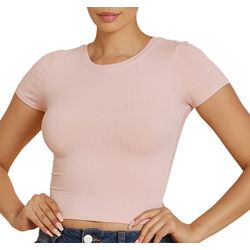 BOZZOLO Juniors Solid Ribbed Cropped Top