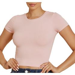 Juniors Solid Ribbed Cropped Top