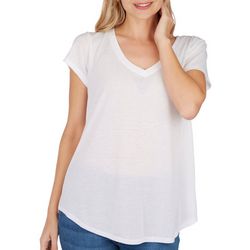 BOZZOLO Juniors Solid V-Neck Short Sleeve Top