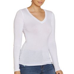 BOZZOLO Juniors Solid V-Neck Long Sleeve Top