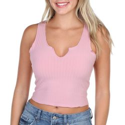 Bozzolo Juniors Solid Ribbed Notch Neck Sleeveless Crop Top