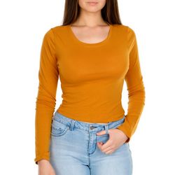 Bozzolo Juniors Solid Crew Neck Long Sleeve Cropped Tee