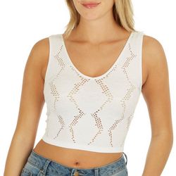 Juniors Solid Jacquard Cropped Tank
