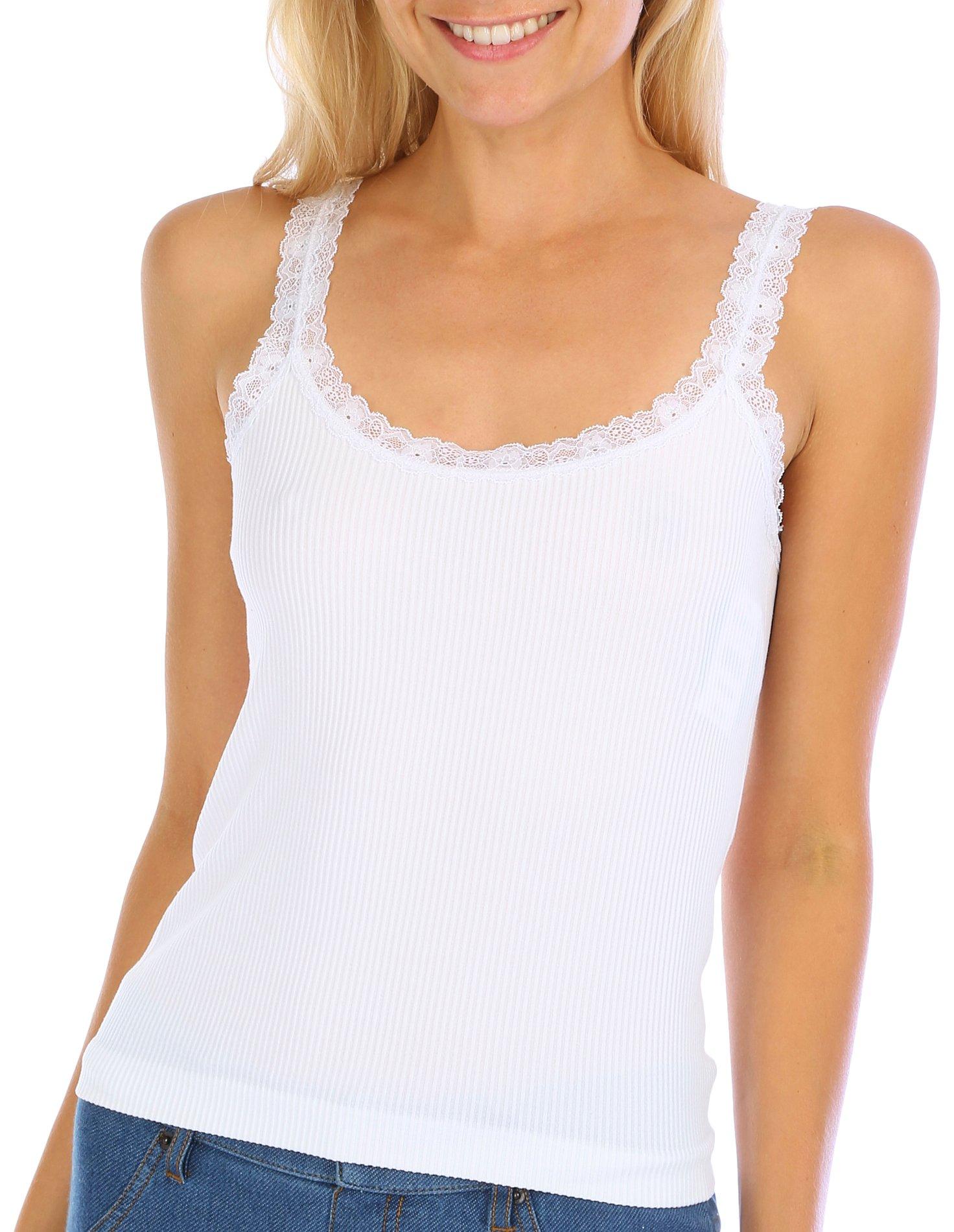 Full Circle Trends Solid Micro Ribbed Lace Cami